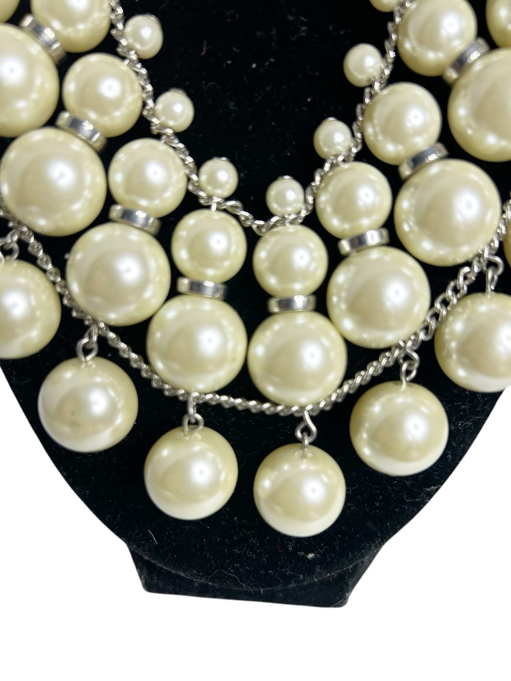 Vintage Pearl Bib Necklace Gilded Age Revival Adjustable Cosplay Statement - Picture 6 of 8